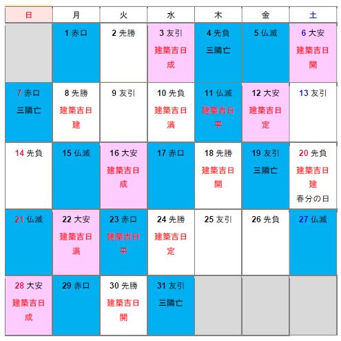 21年 令和3年 建築吉日カレンダー地鎮祭 上棟式 住宅情報リアルブログ